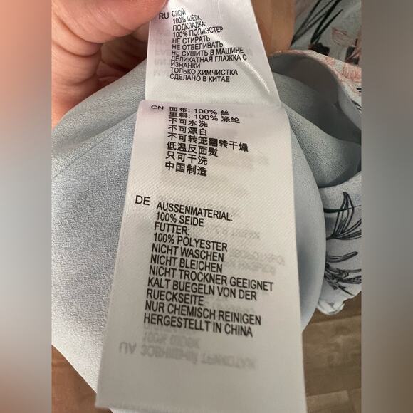 REISS Nyla Gray Blue Floral Long Sleeve Sheer Midi Dress Size 4 - Picture 10 of 12